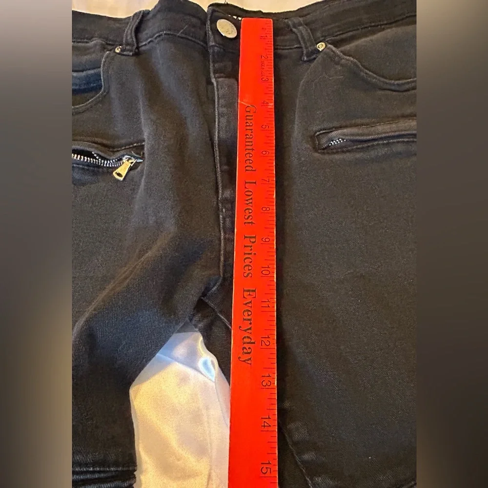 Argonaut Nation Mens Black Moto Zippers Denim Jeans Biker 42x32 Slim‎ Straight